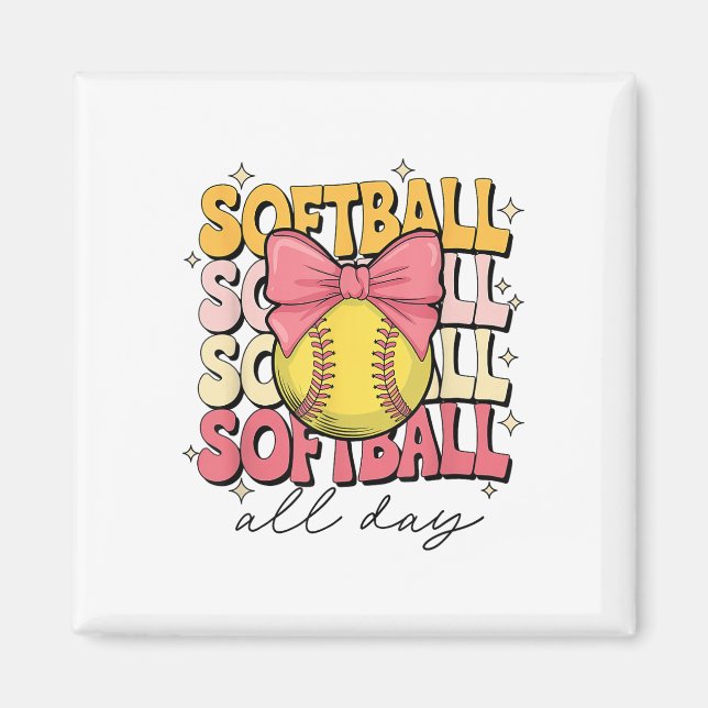 Imã Softba de Arco de coquete de Groovy Softball (Frente)