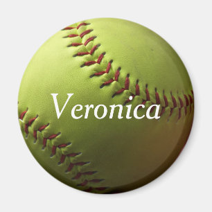 Imã Softball amarelo mini com nome