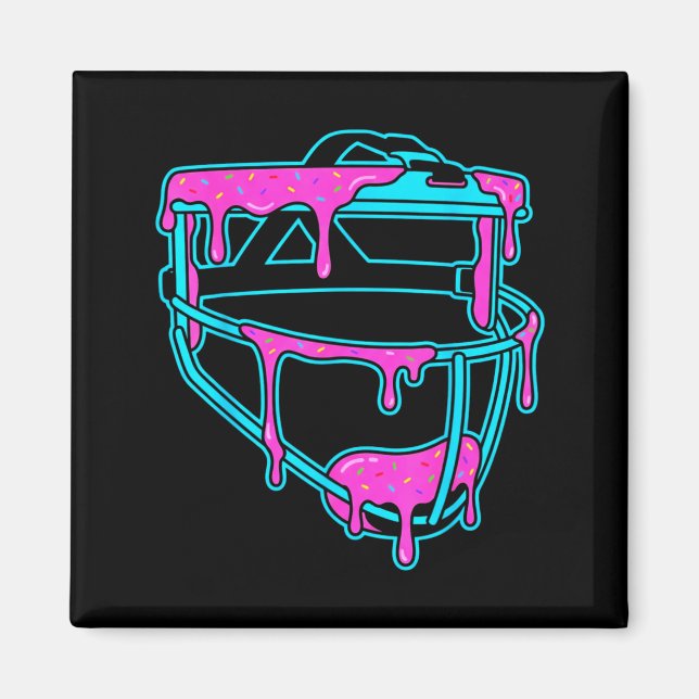 Imã Softball Catcher Drip Ice Cream Mask Sprinkles Gam (Frente)