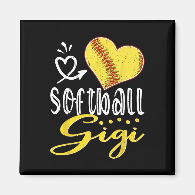Imã Softball Coração Softball Gigi Família Combinando  (Frente)