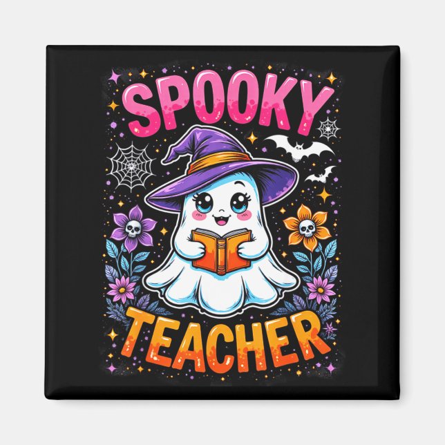 Imã Soky Teacher Cute Ghost Reading Book Funny Hallo  (Frente)
