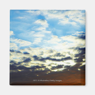 Imã Sol Azul Cor-de-laranja Vermelha com Nuvens