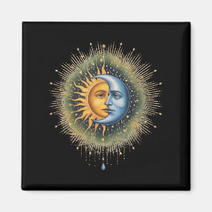 Imã Sol e Lua Celestial Boho Místico Hippie 90s