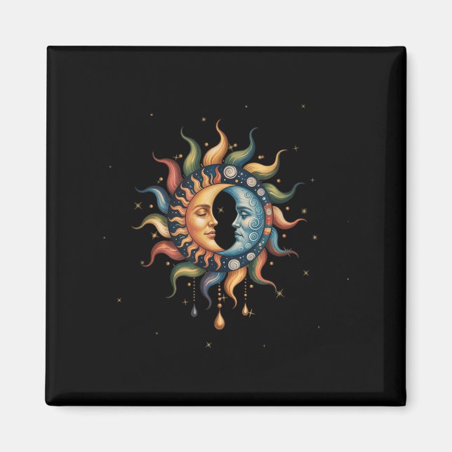 Imã Sol e Lua Celestial Boho Místico Hippie 90s _2 (Frente)