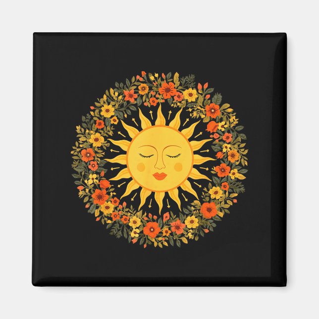 Imã Sol Espiritual Boho Fofo Boêmio Celestial Hippie  (Frente)
