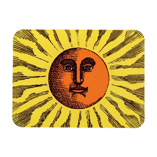Ímã Sol Hippie Feliz Sorridente Amarelo Celestial Vint (Horizontal)