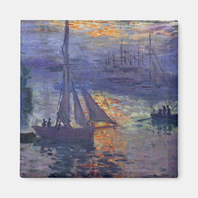 Imã Sol no mar Monet Sailboat pintura em barco arte (Frente)