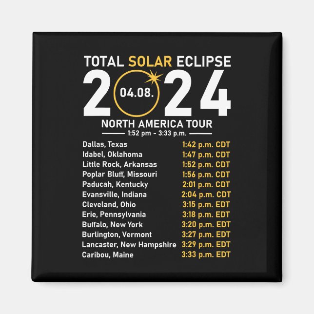 Imã Solar Eclipse 2024 Estado Turnê na América do Nort (Frente)