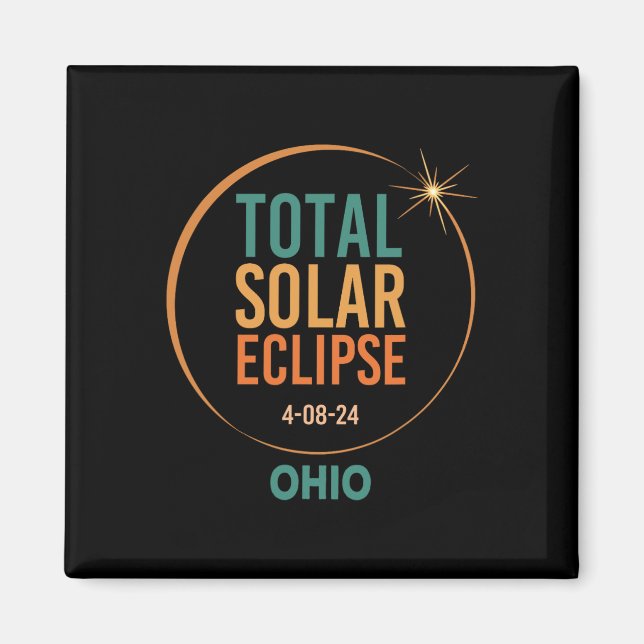 Imã Solar Eclipse Ohio abril de 2024 Totalidade total (Frente)