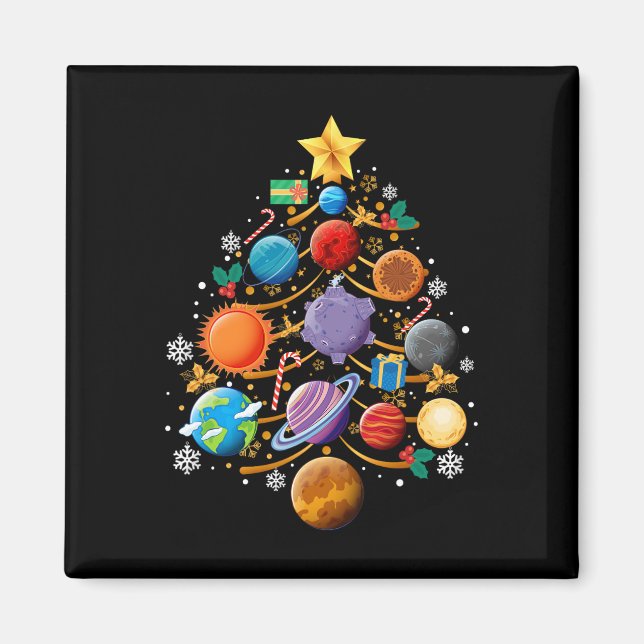 Imã Solar System Planets Christmas Tree Astronomy Xmas (Frente)