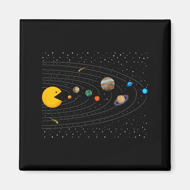 Imã Solar System Video Game Funny Graphic Tees Planet  (Frente)
