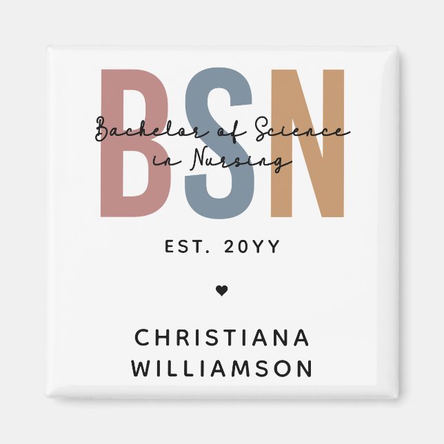 Imã Solteiro Personalizado de Ciência BSN na Enfermage (Frente)