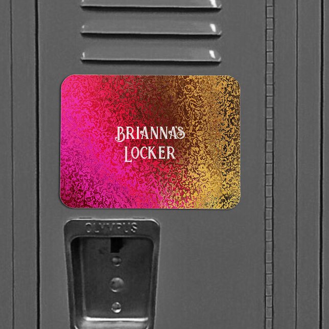 Ímã Sombras brilhantes de nome de adição rosa e Dourad (Shiny Shades of Pink & Gold Add Name Magnet)