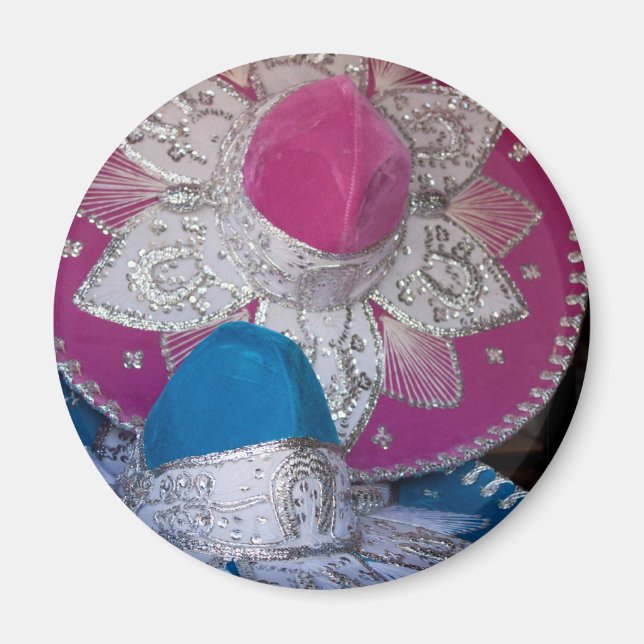 Imã Sombreros Azul e Rosa (Frente)