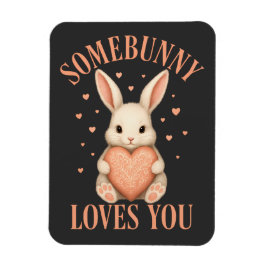 Ímã Somebunny Loves You Cute Bunny on Dark Charcoal