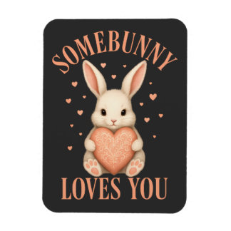 Ímã Somebunny Loves You Cute Bunny on Dark Charcoal