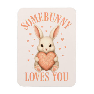 Ímã Somebunny Loves You Cute Bunny on Soft Blush