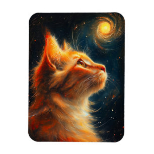 Ímã Sonhador Cósmico   Gato Persa Olhando as Estrelas