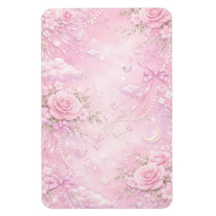 Ímã Sonhadora Rosa Floral Pérolas Laços Brilhos