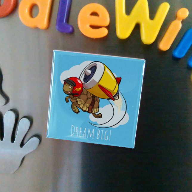 Imã Sonhe Grande! Cartoon de Tartaruga Dinâmica Motiva (Criador carregado)