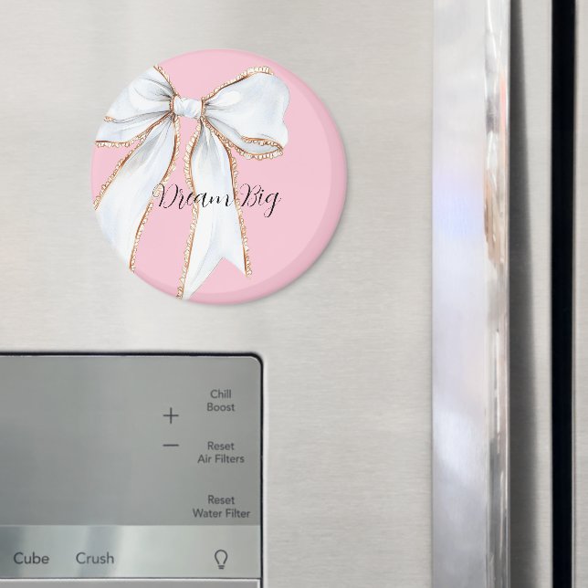Imã Sonho Cor-de-Rosa Grande Laço Branco (In Situ (Fridge))