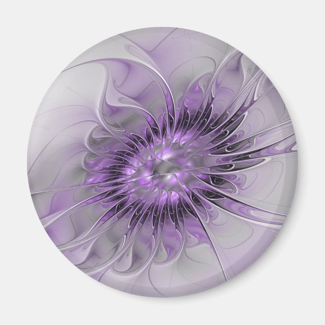Imã Sonho de Flor de Lavanda Arte Fractal Abstrato Mod (Frente)