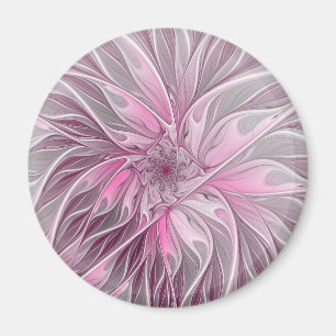 Imã Sonho De Flor Rosa Fractal, Padrão De Fantasia Fl