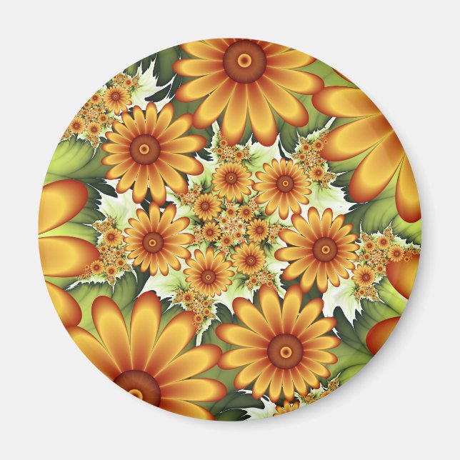 Imã Sonho Floral, Arte Fractal Moderna de Flor Abstrat (Frente)