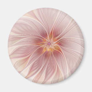 Imã Sonho Floral Rosa Suave Arte Fractal Abstrata Flor