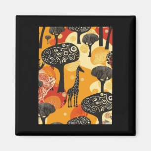 Imã Sonho Safari Africano - Girafa Vibrante Abstrato T