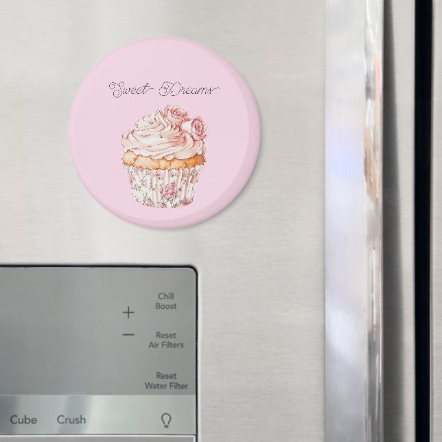 Imã Sonhos Doces Cupcake Floral Rosas Rosa (In Situ (Fridge))