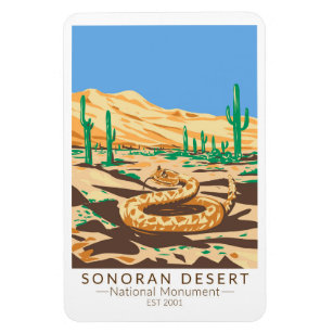 Ímã Sonoran Desert Monumento Nacional Rattlesnake Retr