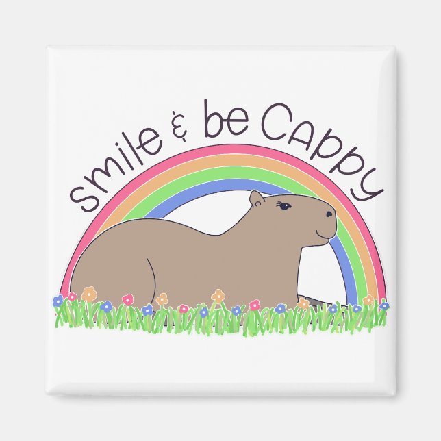 Imã Sorria e seja Cappy feliz, capybara (Frente)