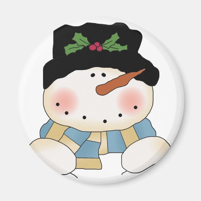Imã Sorrindo Camisetas e presentes de boneco de neve (Frente)