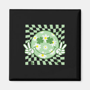 Imã Sorriso Cara Shamrock Groovy Dia de São Patrício H