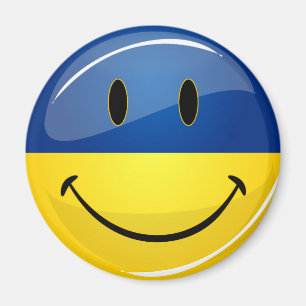 Imã Sorriso em volta da bandeira ucraniana