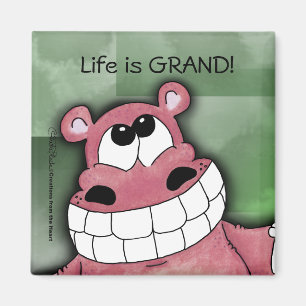 Imã Sorriso Hipopótamo-Cor-de-rosa