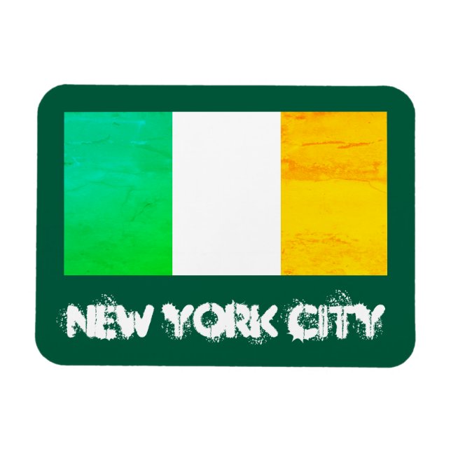 Ímã Sortudo na Cidade de Nova York - Bandeira Irlandes (Horizontal)
