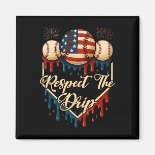 Imã Sorvete De Baseball Derrubando 4 De Julho Respeite