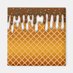 Imã sorvete De Chocolate De Waffle Cone E Vanilla 