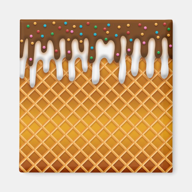 Imã Sorvete De Chocolate De Waffle Cone E Vanilla (Frente)