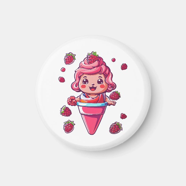Imã Sorvete de framboesa Kawaii (Frente)