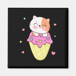 Imã Sorvete De Gato Bonito Camisa Animador Kawaii Cria