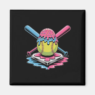 Imã Sorvete de Softbol - Jogadora de Softbol Fofa