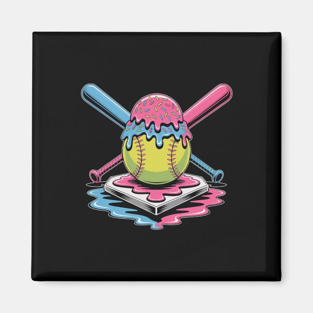 Imã Sorvete de Softbol - Jogadora de Softbol Fofa  (Frente)