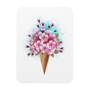 Ímã Sorvete Waffle Rosa Sakura Cone