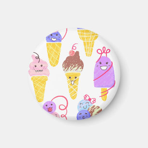 Imã Sorvetes Kawaii, um padrão bonito e perfeito.