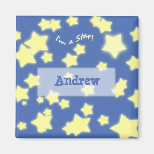 Imã Sou uma estrela! Nome Blue/Yellow Magnet (Frente)