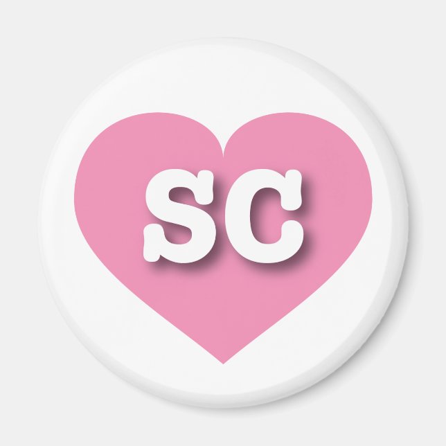 Imã South Carolina Pink Heart - Eu amo SC (Frente)