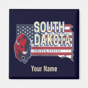 Imã South Dakota Estados Unidos Retro State Map Vintag